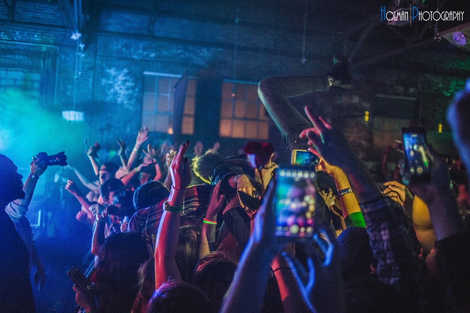 Crowd with hands up