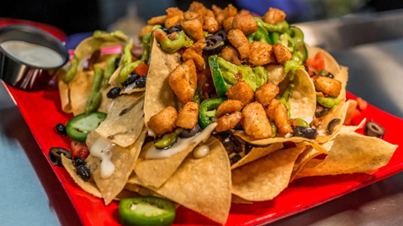 Chislic nachos with house-fried tortilla chips